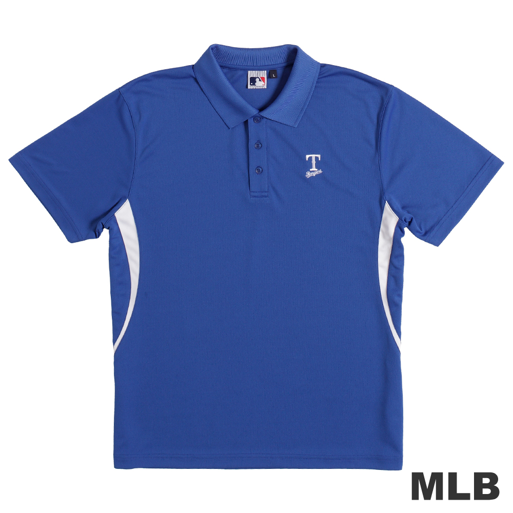 MLB-德州遊騎兵隊開釦式電繡POLO衫-藍(男)