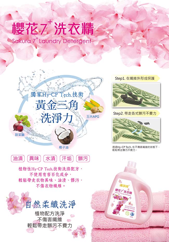 清淨海 櫻花7+洗衣精補充包 1800g