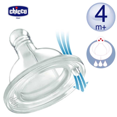 chicco-舒適哺乳-矽膠奶嘴三孔-快速流量(4m+適用) (2入)