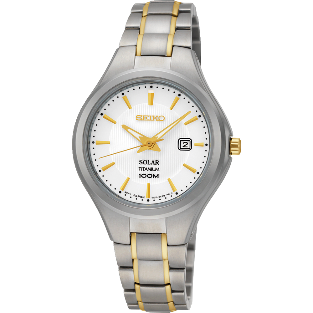 SEIKO Solar 簡約【鈦】時尚腕錶(SUT203P1)-白x雙色版/30mm