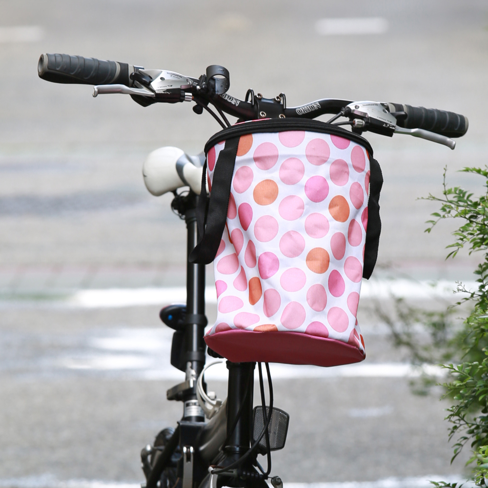 TaiCheng普普風點點自行車用可拆卸兩用前置物袋