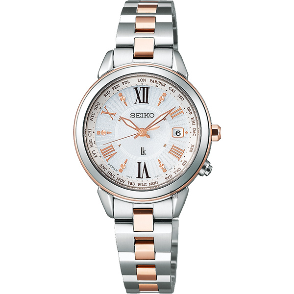 SEIKO精工 LUKIA 鈦 太陽能電波女錶(SSQV020J)-銀x雙色版