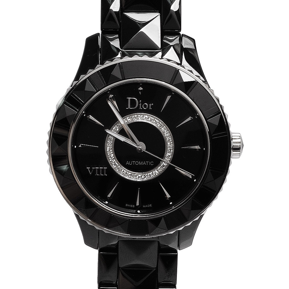 DIOR VIII 系列黑陶瓷鑲鑽機械腕錶-38mm