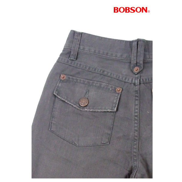 BOBSON 男款不收邊短褲(灰134-85)