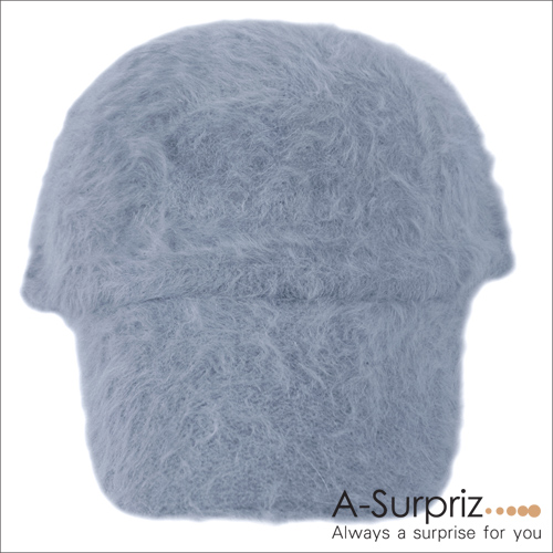 A-Surpriz 柔美純色混紡兔毛棒球帽(灰)