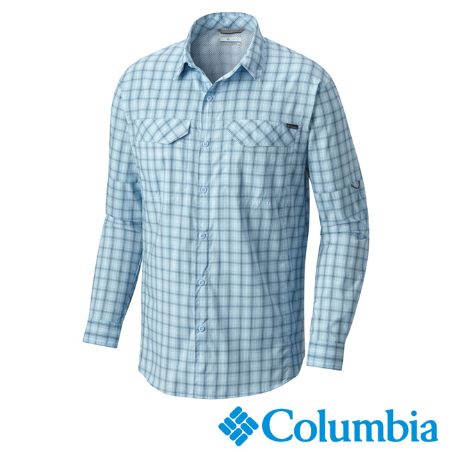 Columbia哥倫比亞 男款-防曬40快排長袖襯衫-藍紋 UAE12820JC