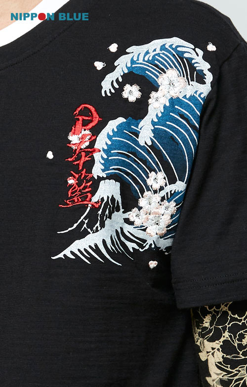 日本藍 BLUE WAY 瑞兆四獸系列-玄武精繡短TEE-黑