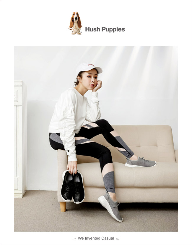 Hush Puppies EIREEN 輕量綁帶式健走鞋-灰色