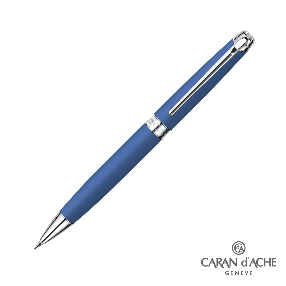 CARAN d’ACHE 卡達 - LEMAN 霧藍白夾 自動鉛筆