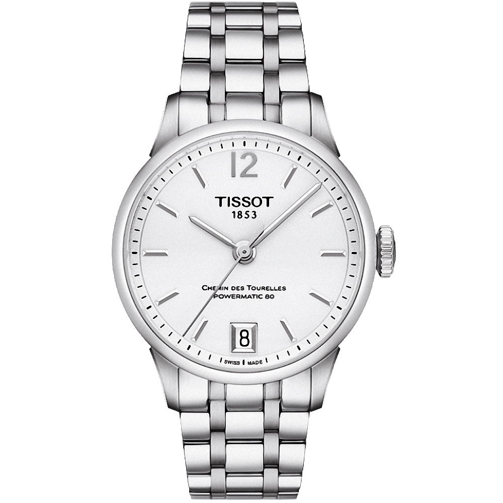 TISSOT 杜魯爾系列 Powermatic 80 機械女錶-銀/32mm