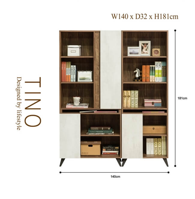 日本直人木業-TINO清水模風格140CM書櫃(140x32x181cm)