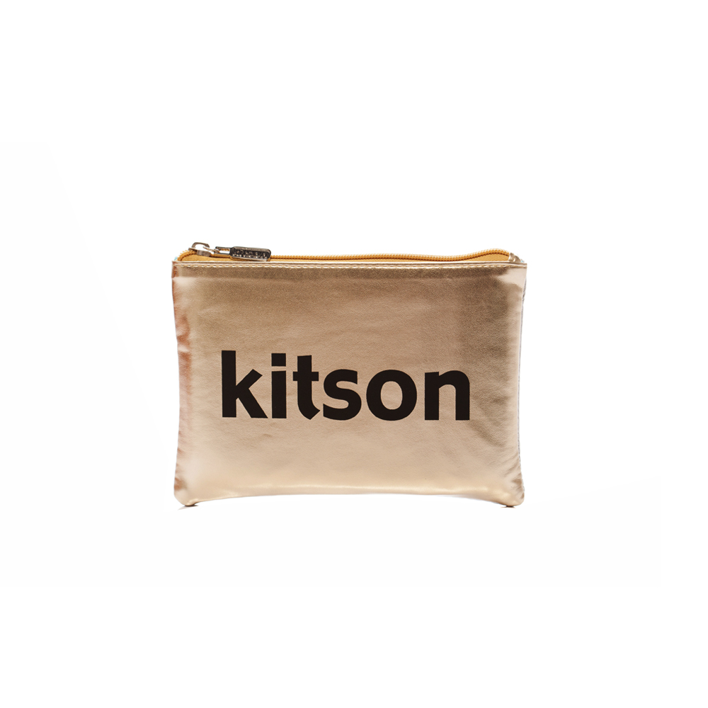 kitson 雙色金屬光澤長形隨身包 / 化妝包 ( 金x銀 )