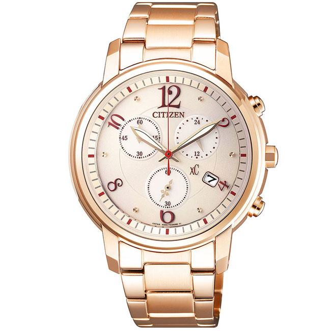 CITIZEN星辰 XC 光動能計時女錶-玫瑰金/37mm(FB1433-52W)