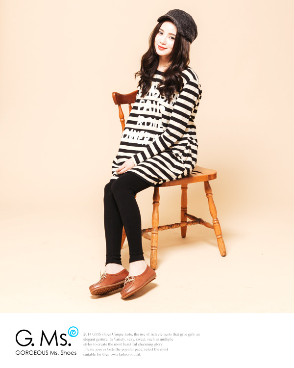 G.Ms. MIT系列-全真皮滾邊綁帶蝴蝶結休閒鞋-時髦棕