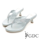 GDC-雙色拼貼水鑽高跟夾腳涼拖鞋-銀色 product thumbnail 1