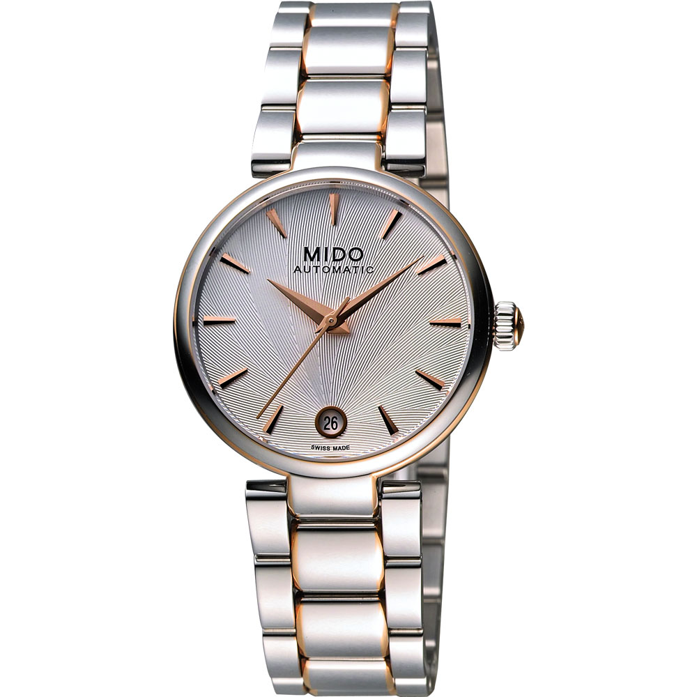 MIDO 美度 官方授權 Baroncelli 永恆優雅機械女錶-銀x玫瑰金時標/33mm M0222072203111