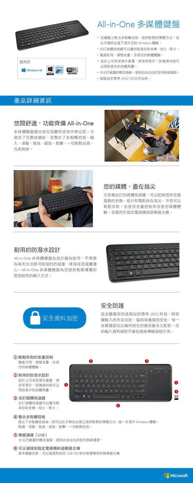 微軟 Microsoft All-in-One 無線多媒體鍵盤