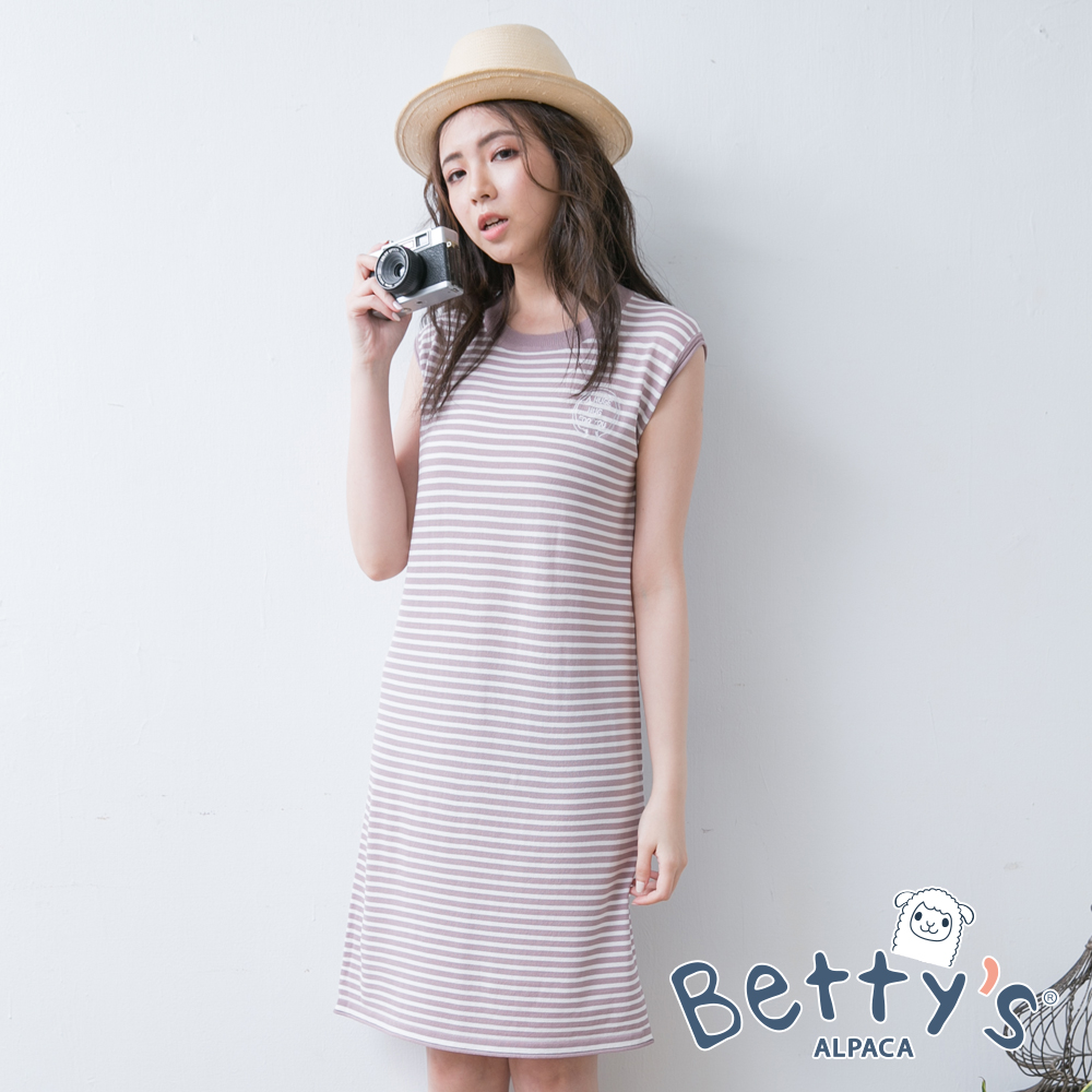 betty’s貝蒂思　學院風條紋長版上衣(淺粉)
