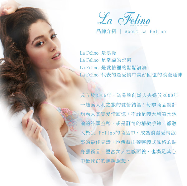La Felino- 波光粼粼3/4深V半馬甲型泡棉款B-E罩杯內衣 (白粉橘)