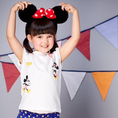 Disney baby 米妮系列樂遊趣短袖上衣 白色