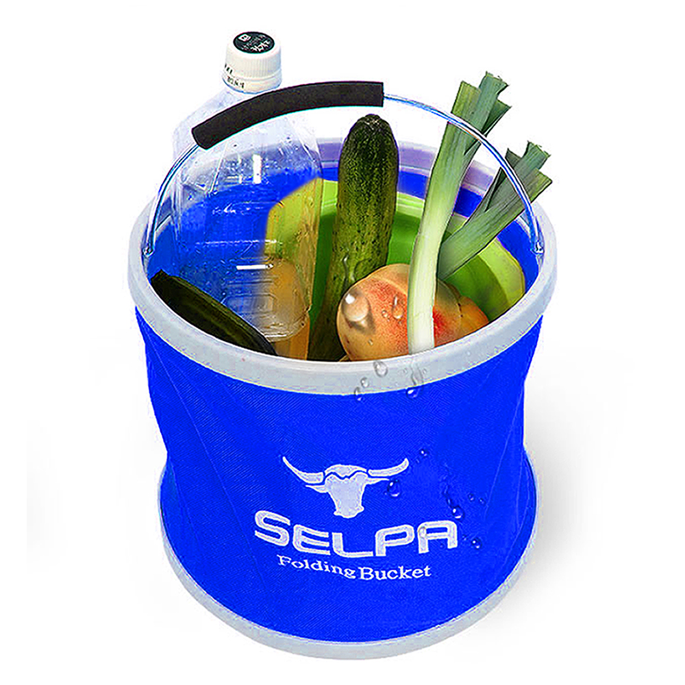 韓國SELPA 收納大容量可摺疊多用途水桶 裝水 釣魚露營 洗車 藍色
