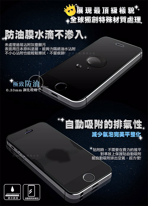 MONIA iPHONE 5 / 5S/SE 日本頂級疏水疏油9H鋼化玻璃膜