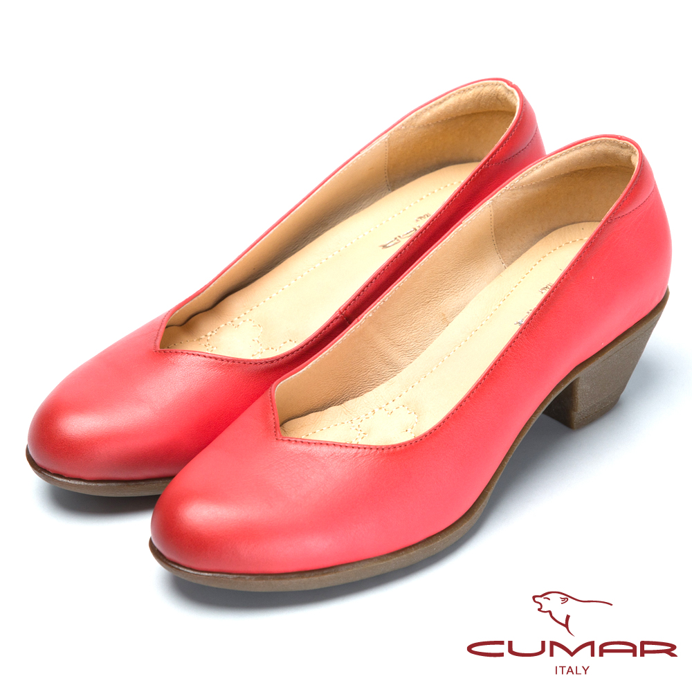 CUMAR氣墊大底-嚴選真皮氣墊高跟鞋-紅色