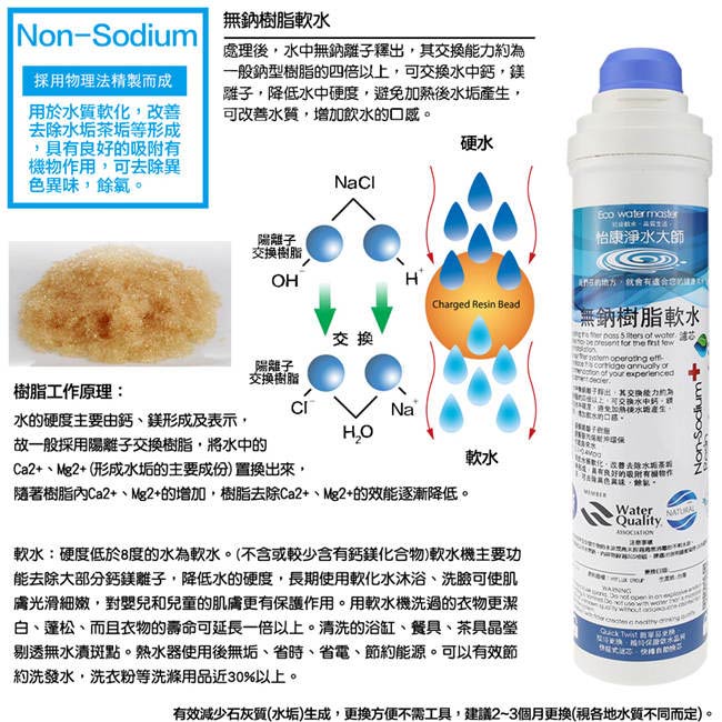 怡康 快拆式無納樹脂軟水濾心C-6系列 (C6-NR)