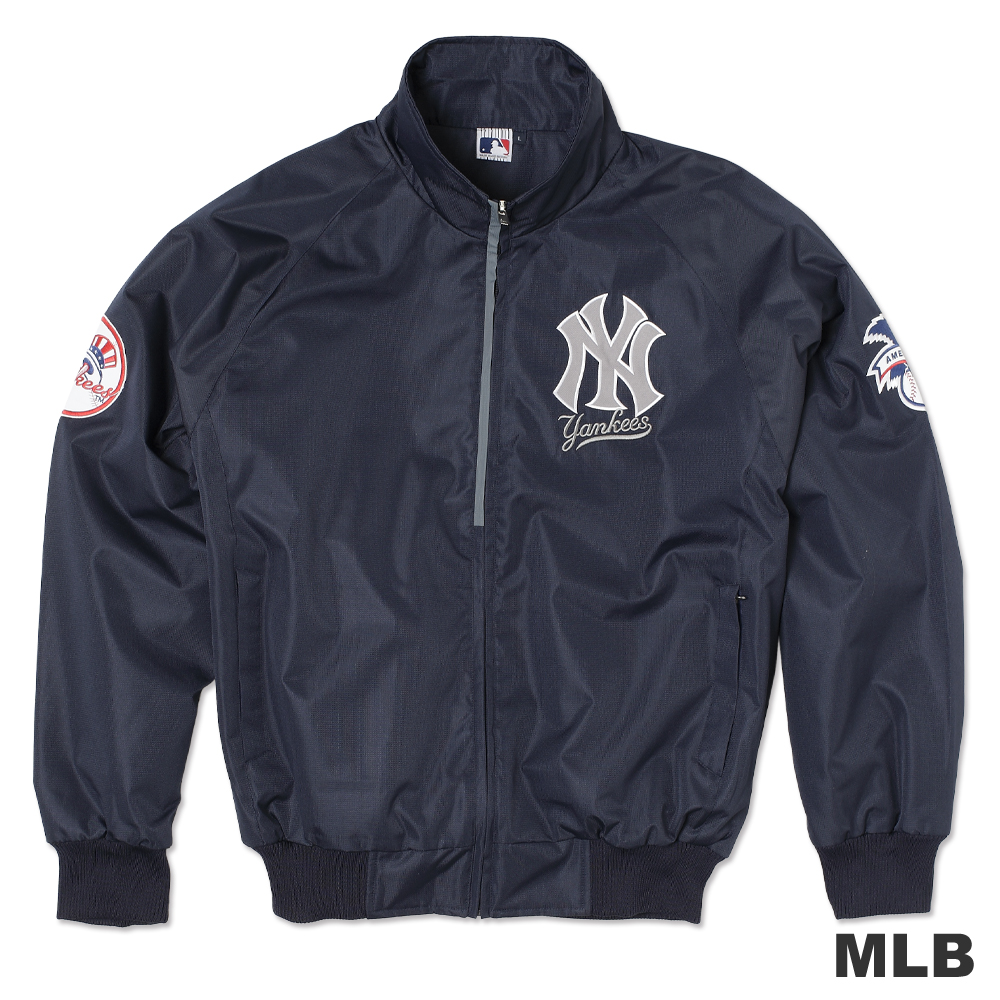 MLB-紐約洋基隊立領內刷毛風衣外套-深藍(男)