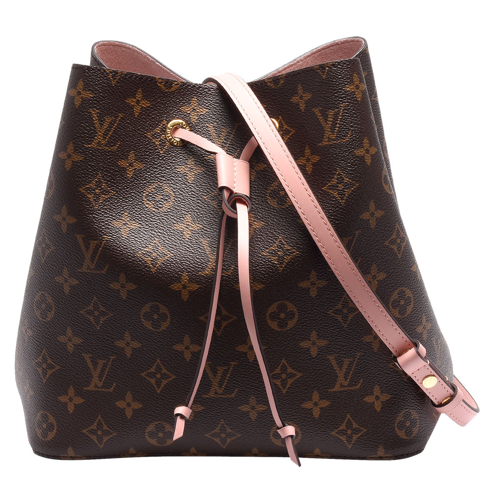 LV M44022 Neonoe系列Monogram帆布印花牛皮鑲飾束口斜背/肩背水桶包