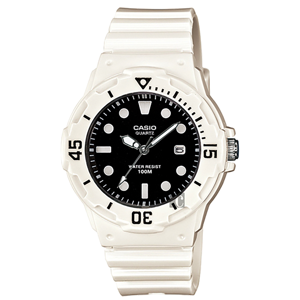 CASIO卡西歐 迷你運動風指針手錶-黑x白/38.9mm
