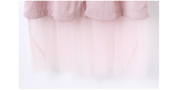 婚禮系列~網紗裙襬拼接合身純色洋裝-OB大尺碼