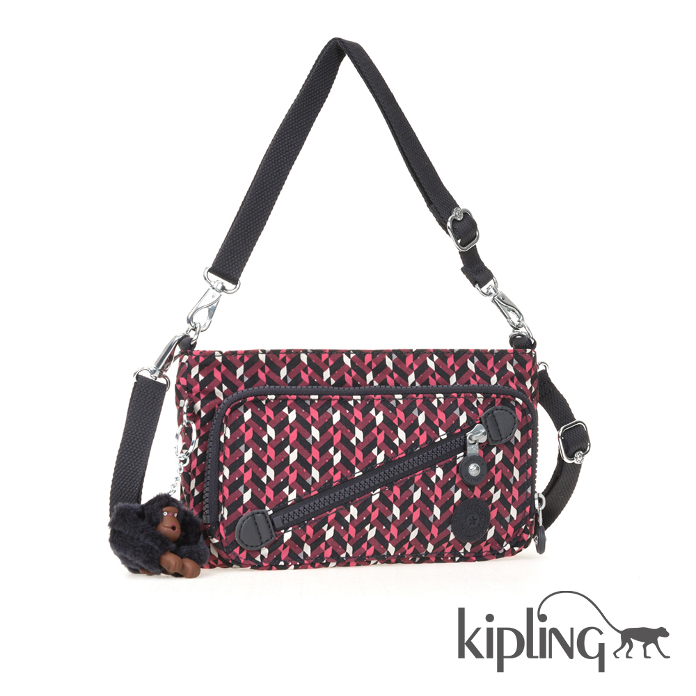 Kipling 手提包 磚紅幾何印花-小
