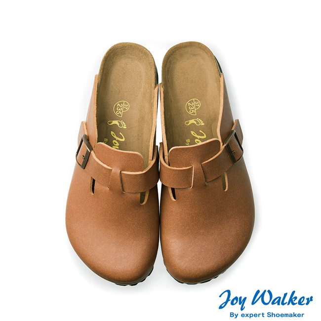 Joy Walker 素色休閒包頭拖鞋*駝色