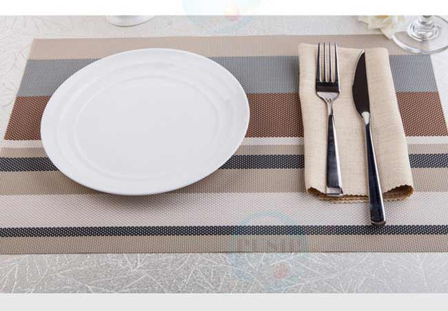 PUSH!餐具用品 西餐墊防滑餐墊餐桌墊子杯墊條紋款3入E80