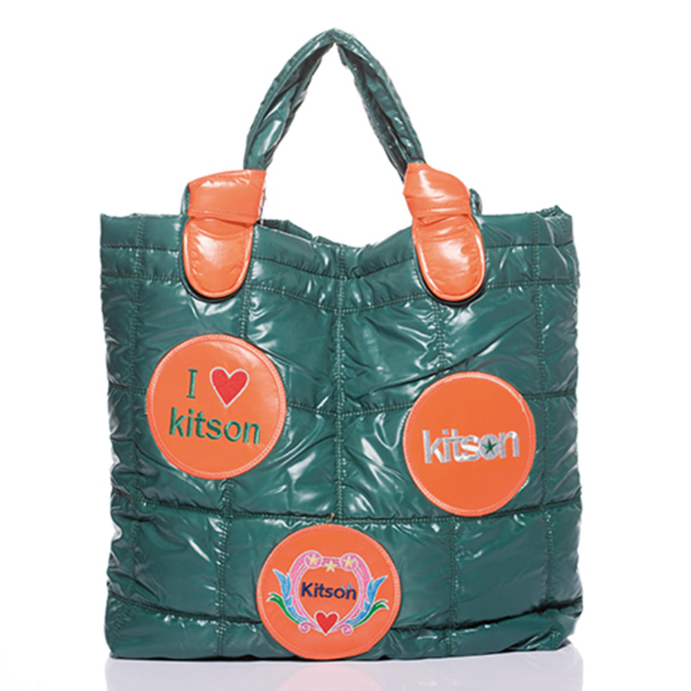 Kitson 徽章圖案鋪棉托特包 OLIVE ORANGE