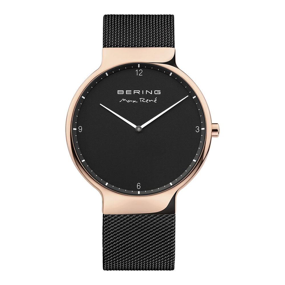 BERING-MAX RENE設計師聯名款 玫瑰金x黑 米蘭錶帶40mm