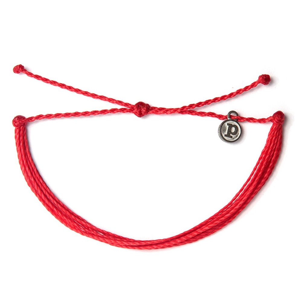 Pura Vida 美國手工 SOLID RED紅色基本繽紛款 可調式手鍊衝浪海灘防水手繩