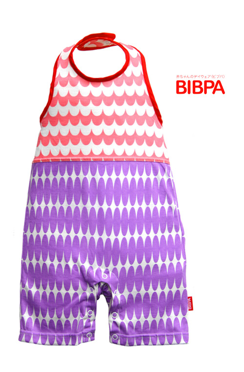 BIBPA 日本 露背式連身包屁衣 (波粉+紫)-純棉日本製