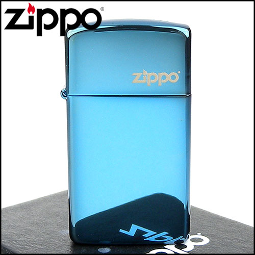 ZIPPO美系-LOGO字樣打火機~超質感Sapphire藍寶色鏡面
