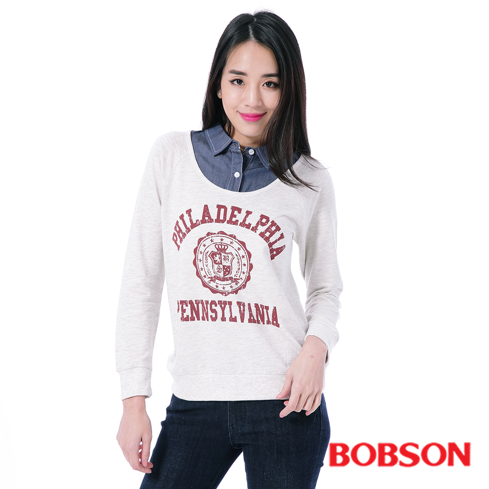 BOBSON  女款立領仿兩件式上衣