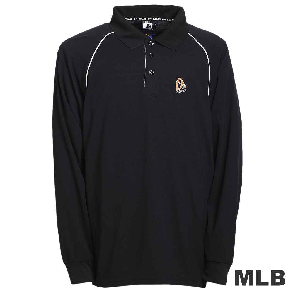 MLB-巴爾的摩金鶯隊LOGO排汗POLO衫-黑(男)