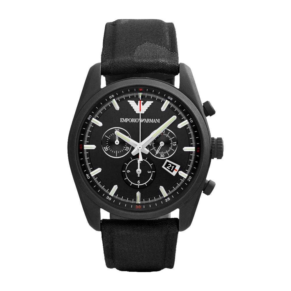 ARMANI Sportivo 專業軍式風格計時腕錶-黑/42.5mm