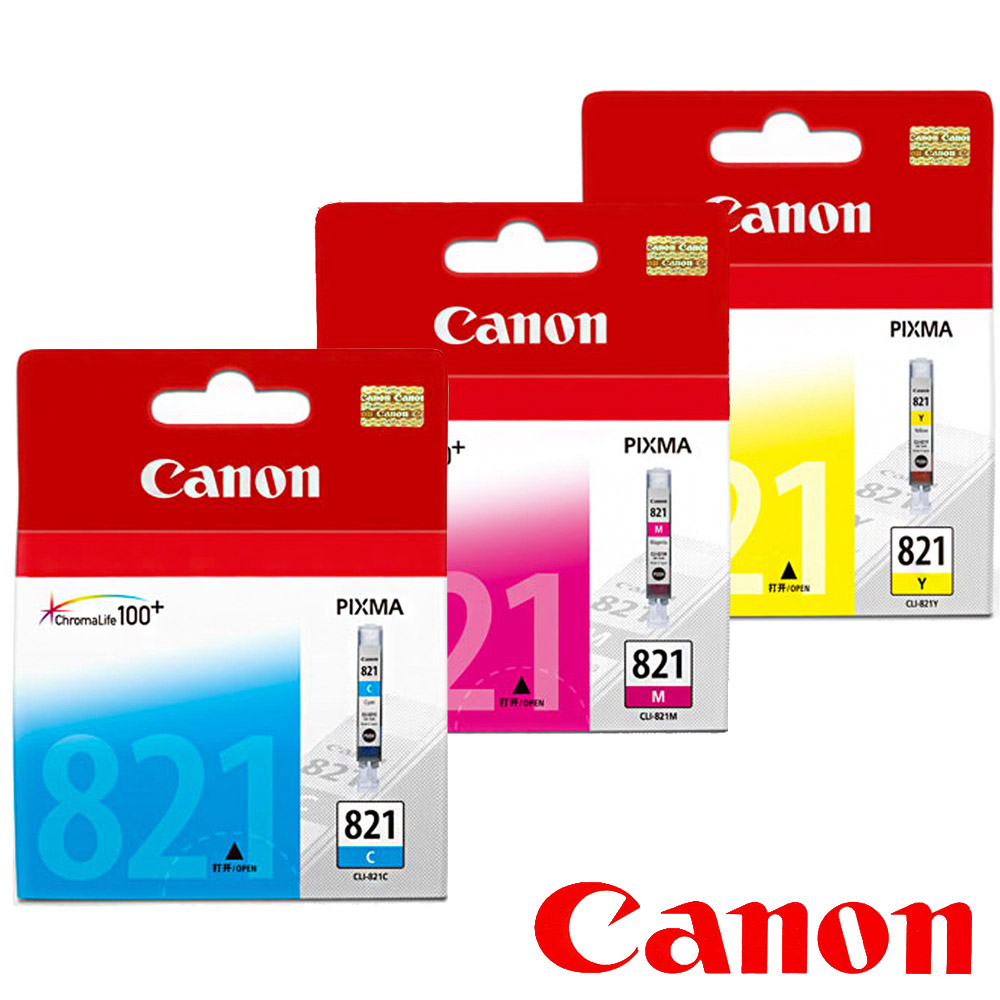 Canon CLI-821C/M/Y 原廠彩色墨水匣組合(3顆入)