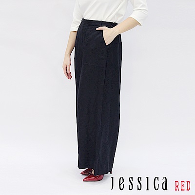 JESSICA RED - 個性時尚造型寬褲（黑）