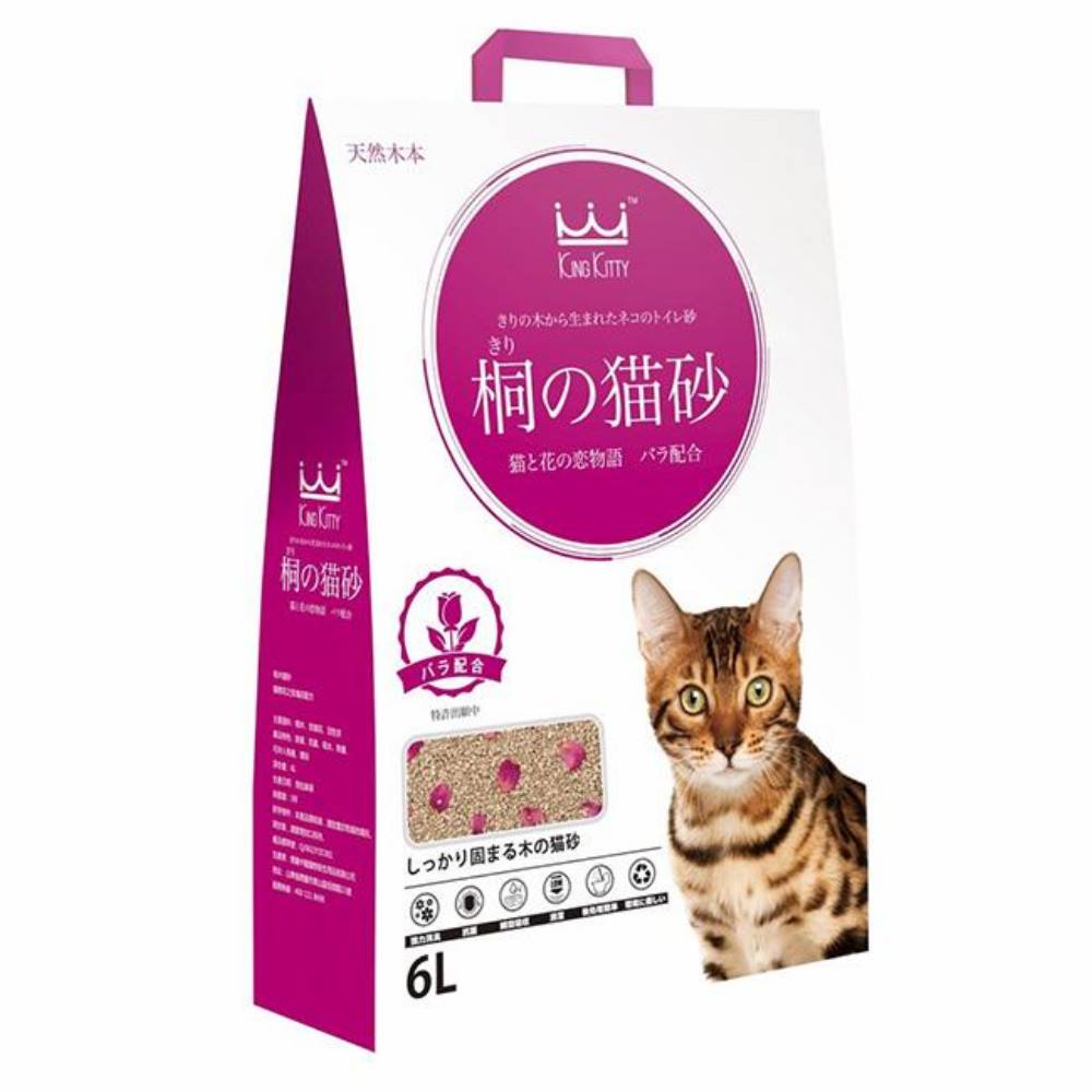 KING KITTY 桐的貓砂《桐木砂+玫瑰》6L