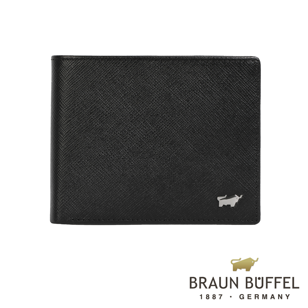 BRAUN BUFFEL - RUFINO-C洛非諾系列8卡中間翻零錢袋皮夾 - 黯黑