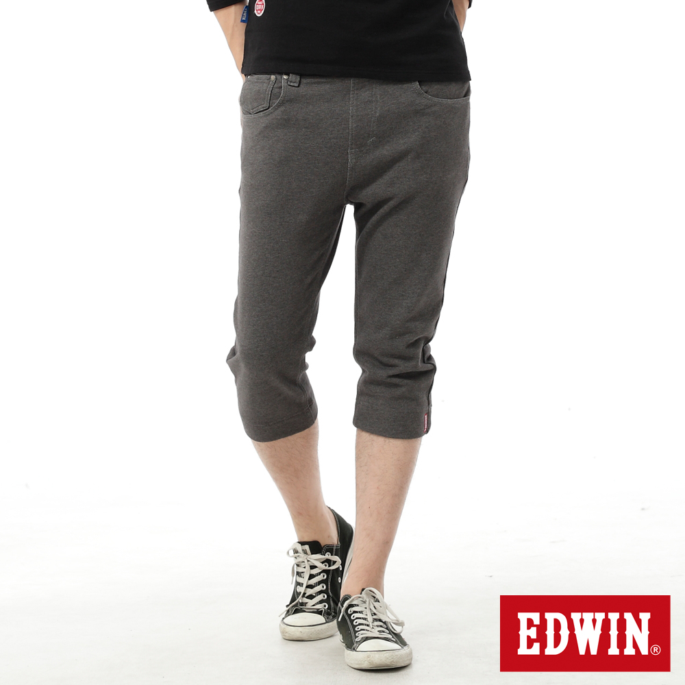 EDWIN 針織七分休閒褲-男-灰色