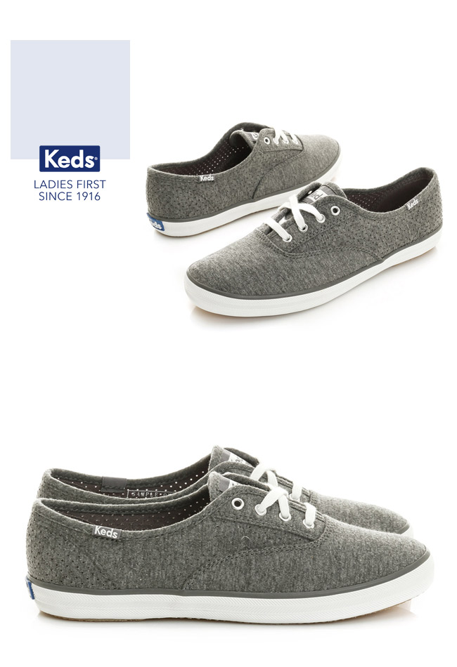 Keds CHAMPION 綁帶休閒鞋-炭灰