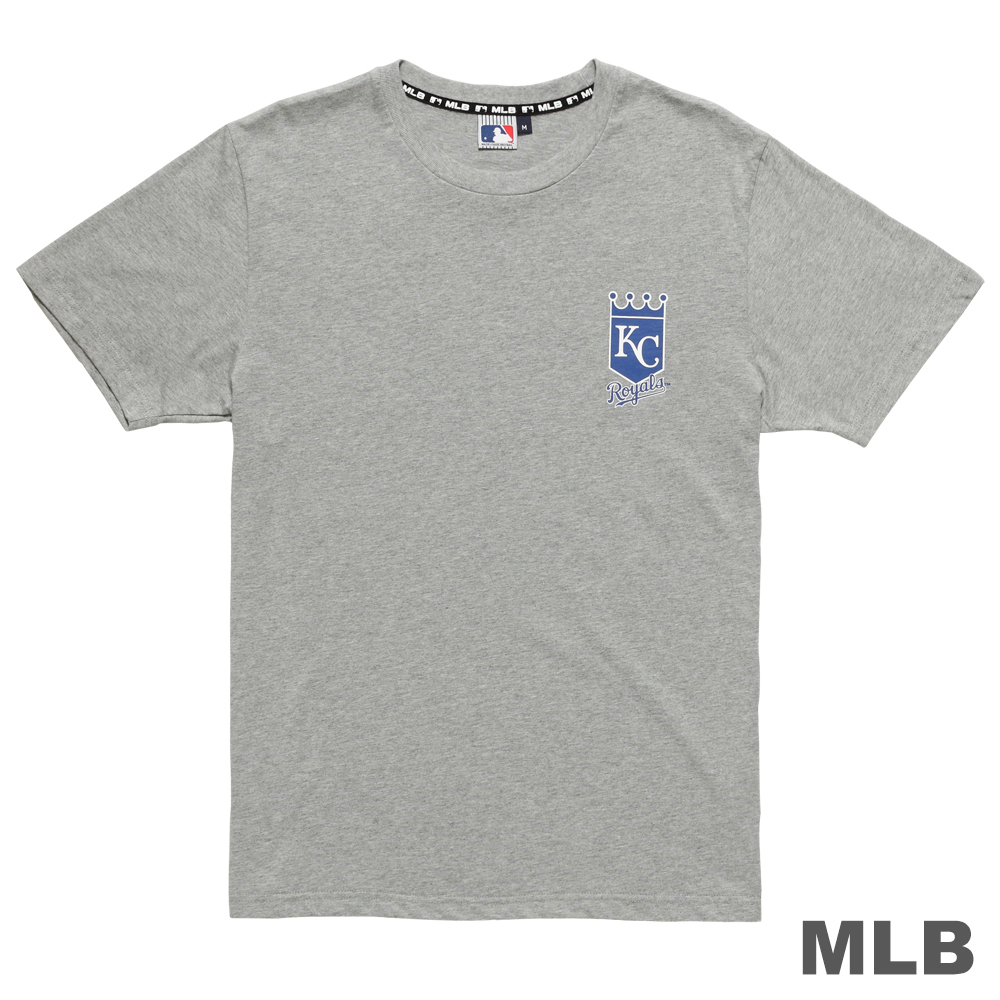 MLB-堪薩斯皇家背號隊條紋印花T恤-麻灰 (男)